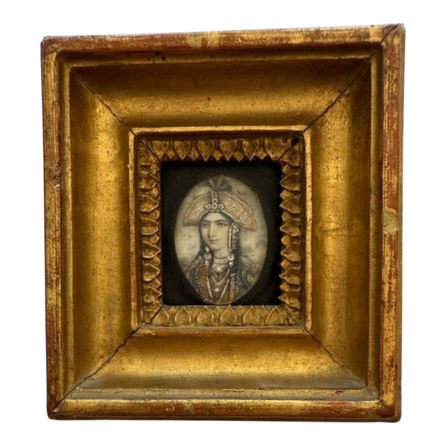 Mughal Lady Portrait Miniature - Delhi School, 19th Century For Sale