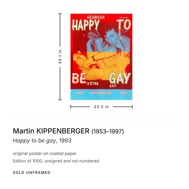 Contemporary 1993 Martin Kippenberger Happy to Be Gay Poster For Sale - Image 3 of 3
