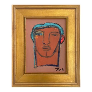 "Baylen" Contemporary Cubist Portrait Acrylic Original Painting by Rebecca Jack (Framed) For Sale