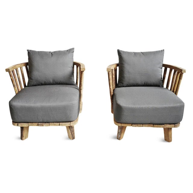 Salvaged Teak & Bamboo Outdoor Club Chair For Sale In Los Angeles - Image 6 of 11