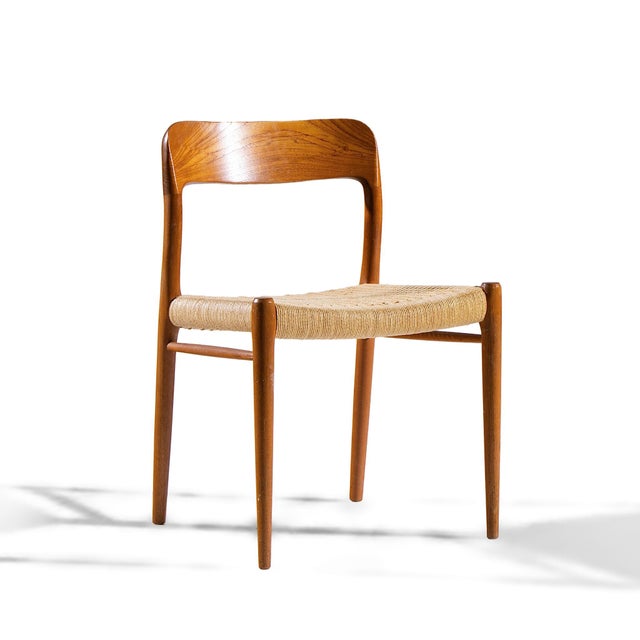 Niels Moller Niels Moller Model 75 Mid Century Danish Teak and Cane Dining Chairs - Set of 4 For Sale - Image 4 of 9