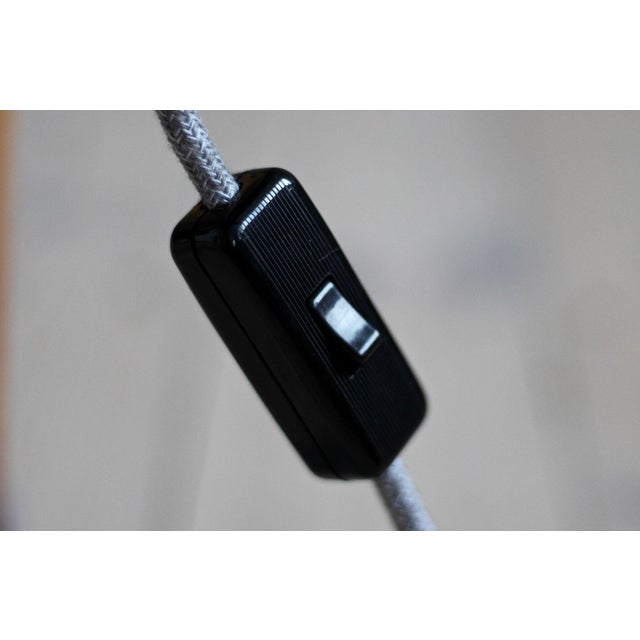 Space Age Floor Lamp with White Glass Lampshade and Wooden Tripod Base, 1960s For Sale - Image 6 of 8