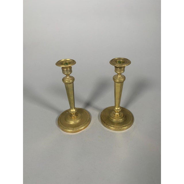 Traditional Pair of Bronze Candlesticks from the Empire Period, Early 19th Century For Sale - Image 3 of 5