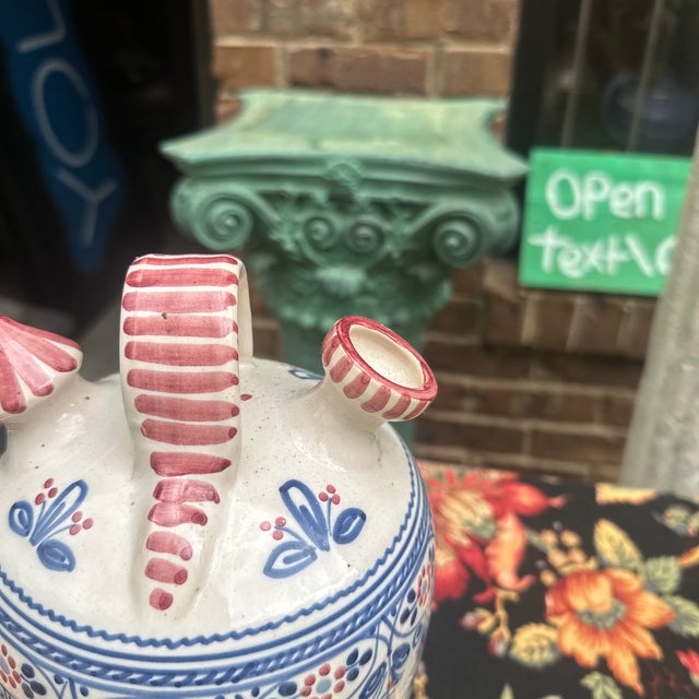 Boho Chic 1970s Ceramic Painted Portuguese Botijo/Vase For Sale - Image 3 of 8