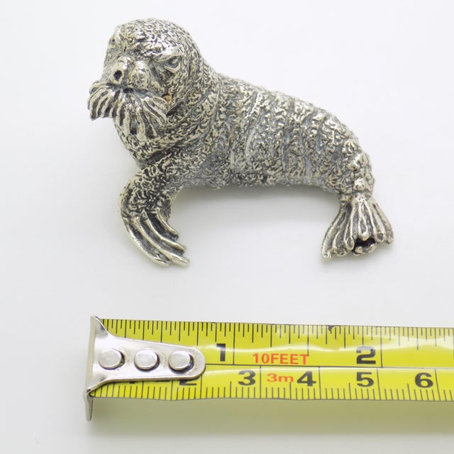 Vintage Italian Handmade Genuine Silver Walrus Figurine Sculpture by Cerreti For Sale - Image 14 of 15