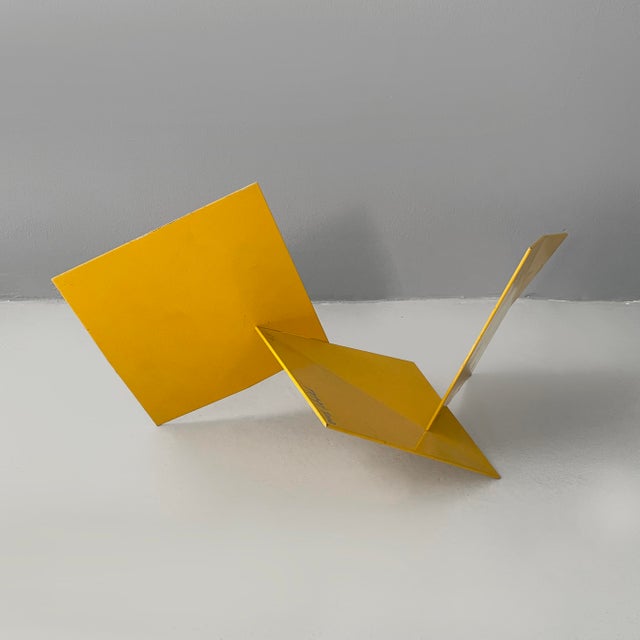 Italian modern sculpture P.A. by Gianfranco Pardi, 2002 Geometric P.A. sculpture in yellow painted metal. The structure is...