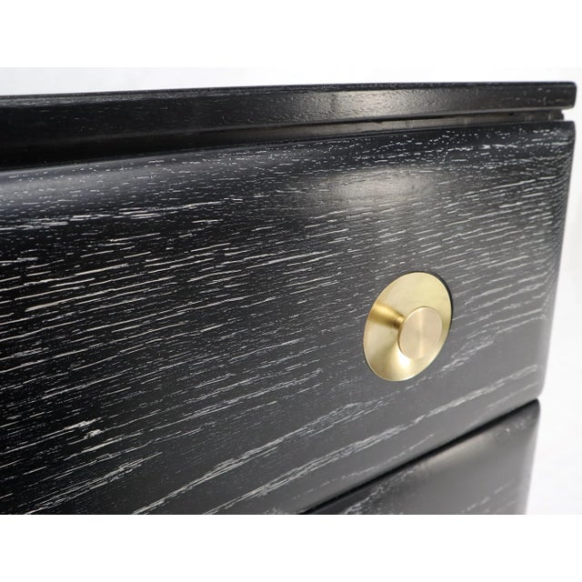 Pair of Cerused Limed Oak Three-Drawer Bachelor Chests with Round Brass For Sale - Image 10 of 13