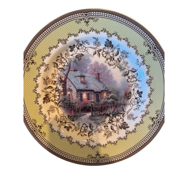 Spode 2005 Spode Thomas Kinkade “Cottage”, Dinner Plates, 11” – Set of 3 For Sale - Image 4 of 10