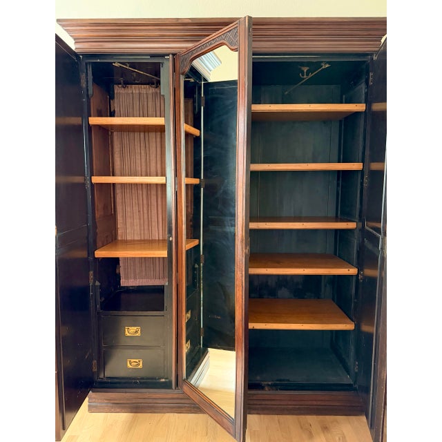 Late 19th Century Turn of the Century Armoire, With Mirror and Burled Walnut Panels For Sale - Image 4 of 5