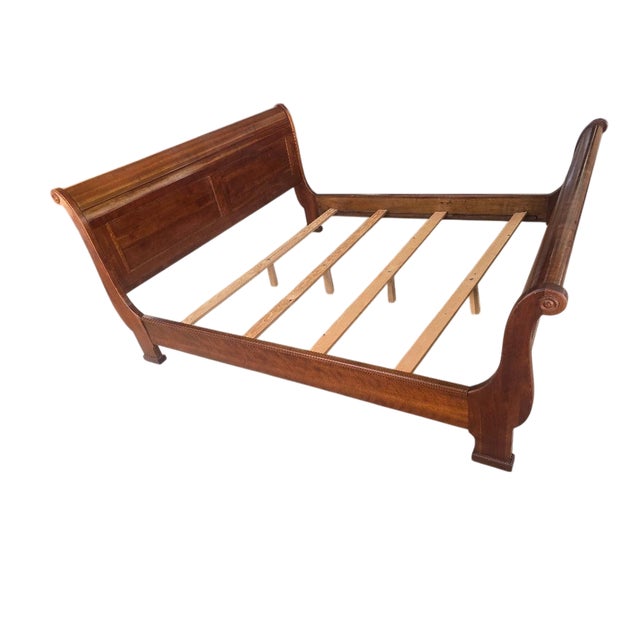 Traditional Cherry Finished King Size Sleigh Bed For Sale - Image 6 of 6