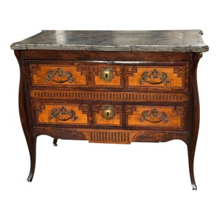 Antique 18th C Swedish Marble Top Fruitwood Chest of Drawers Commode For Sale