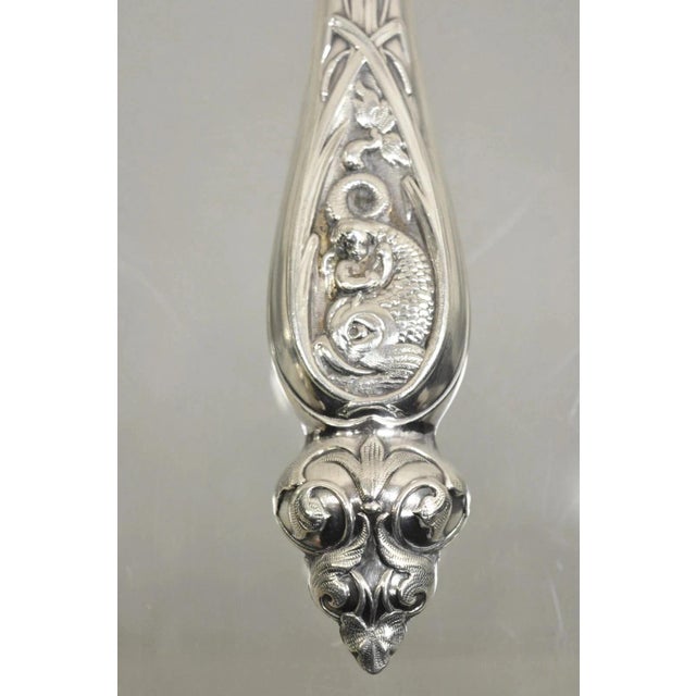 Antique English Victorian Silver Plated Figural Fish Service Fork Knife Set For Sale In Philadelphia - Image 6 of 11