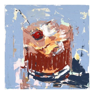 Cherry on Top - Original Contemporary Cocktail Still Life Acrylic Painting on Canvas by Kellie Newsome For Sale