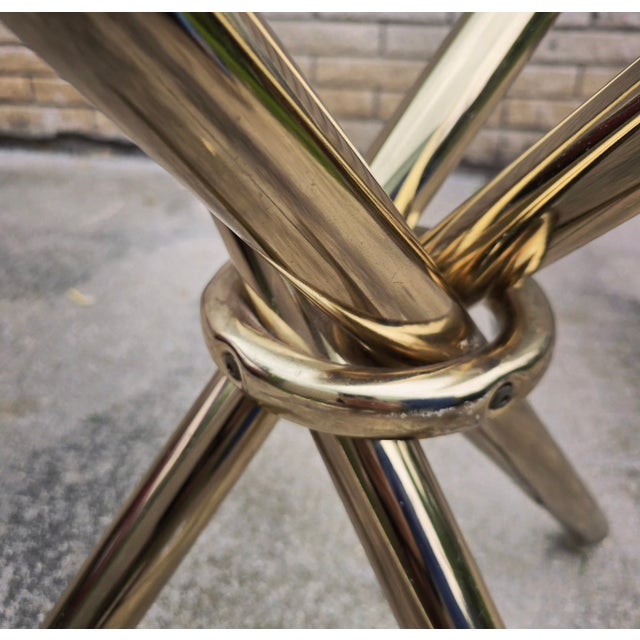 Beautiful Vintage Hollywood Regency Kitchen Table Brass Knot Base For Sale - Image 4 of 7