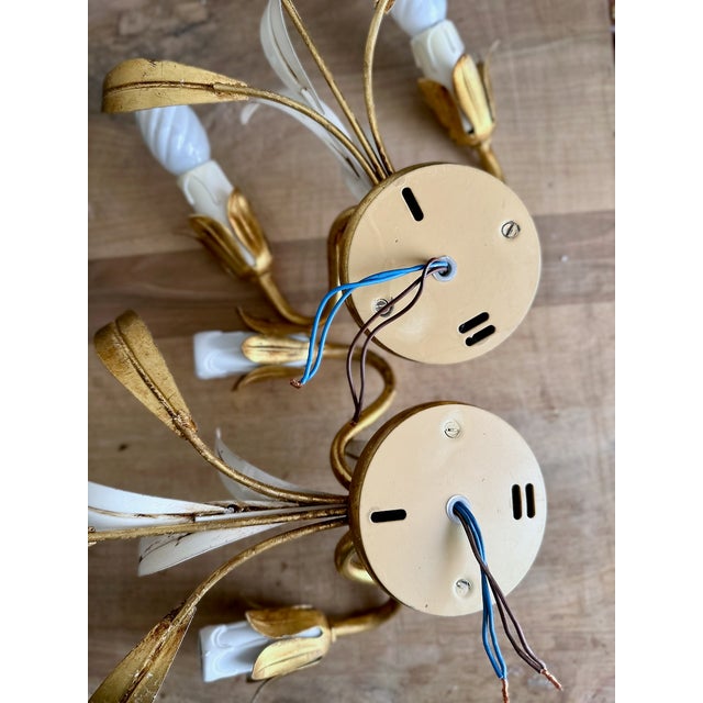 Italian Gilt and White Tole Two-Light Wall Sconces Masca, 1970s, Set of 2 For Sale - Image 10 of 17