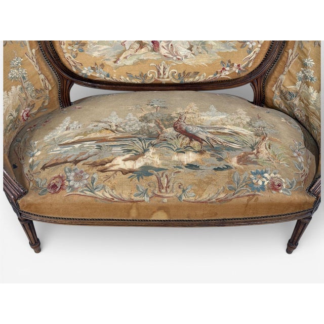 Louis XVI Style, Canape or Settee, Tapestry, Walnut, France, 20th C. For Sale In New York - Image 6 of 12