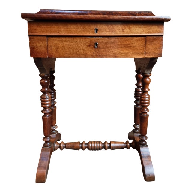 Antique French Walnut Sewing Table, 19th Century For Sale