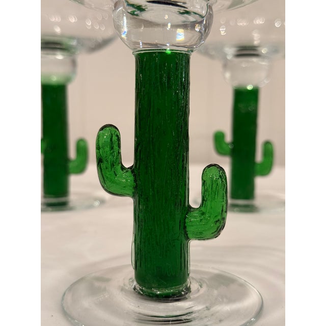 Vintage Mexican Handblown Glass Cactus Margarita Service Set - Set of 6 For Sale - Image 12 of 14
