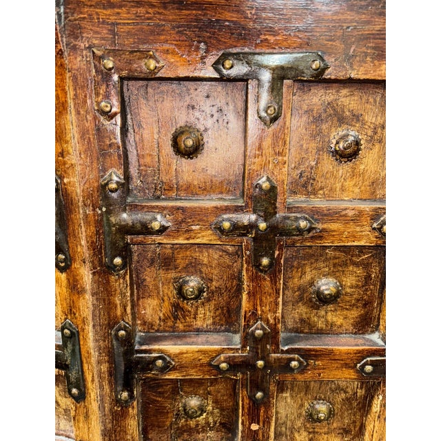 1940s Mexican Colonial Style Rustic Bar With Iron Strapwork & Carved Columns For Sale - Image 9 of 11