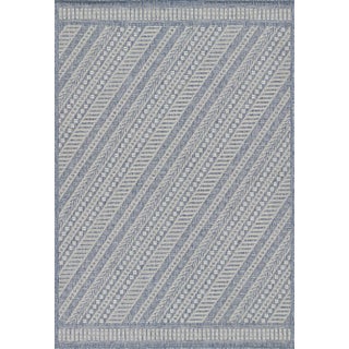 Momeni Contemporary Indoor/Outdoor Hampton Meadow Rug in Blue, 8' x 10' For Sale