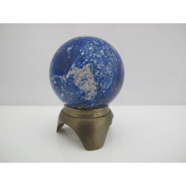 Abstract Small Lapis Lazuli Quartz Crystal 179gr Earth Ball Sphere With Stand For Sale - Image 3 of 6