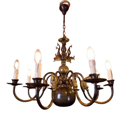 Vintage Dutch Chandelier with Fish For Sale