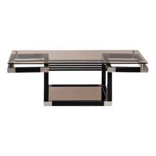 Iron and Smoked Glass Coffee Table, France, 1980s For Sale
