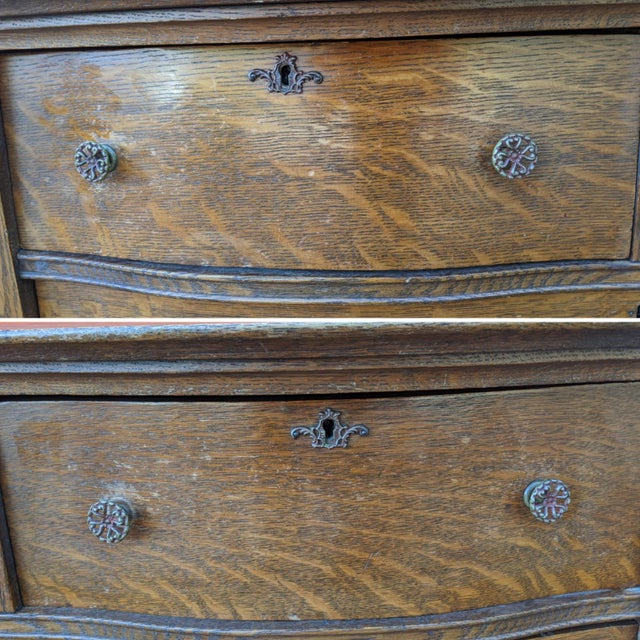 Antique Tiger Oak Serpentine Front Chest of Drawers Dresser Chairish