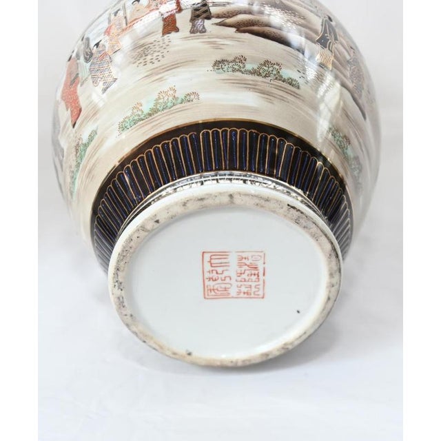Japanese Satsuma Porcelain Vases Urns, Set of 2 For Sale - Image 3 of 6