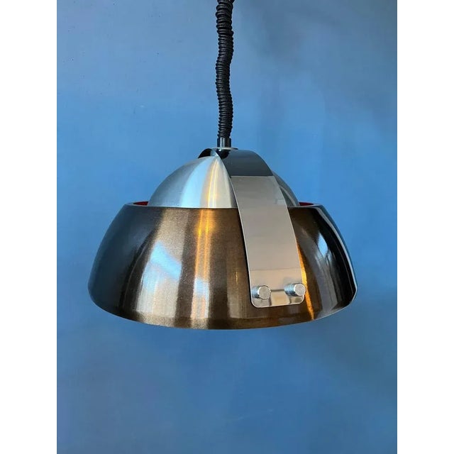 Metal Space Age Orange Pendant Light from Lakro Amstelveen For Sale - Image 7 of 11