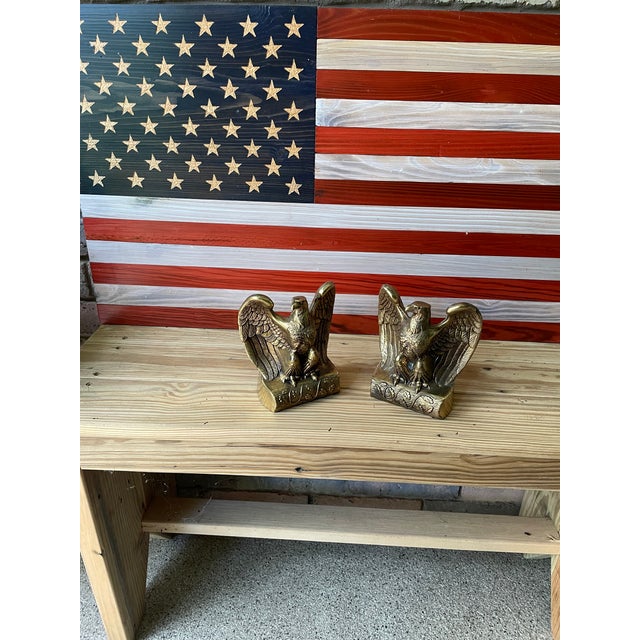 Mid 20th Century Brass Federal Style Eagle Bookends - A Pair For Sale - Image 18 of 18