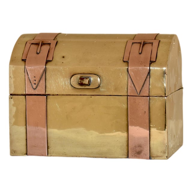 Late 19th Century Brass and Copper Strapped Box For Sale