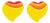 Pop Art Yellow and Orange Lucite Heart-Shaped Clip Earrings For Sale
