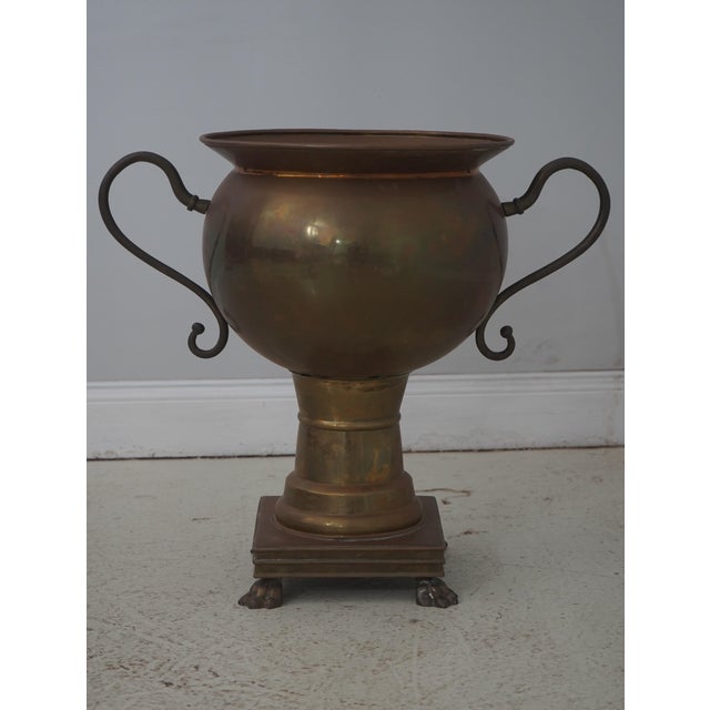 Traditional Pair Mottahedeh 19th Century Brass Handled Urns For Sale - Image 3 of 13