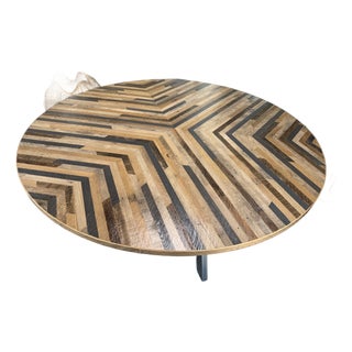 GregoDesigned Round Reclaimed Wood Lath Table Top For Sale