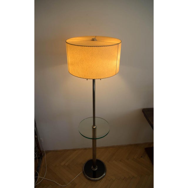 Bauhaus Nickel and Glass Floor Lamp with Side Table, 1930s For Sale - Image 9 of 14