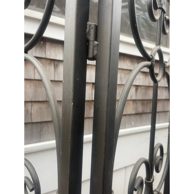 Metal Tall Hand-Forged Iron Garden Screen / Folding Room Divider, 4-Panel For Sale - Image 7 of 10