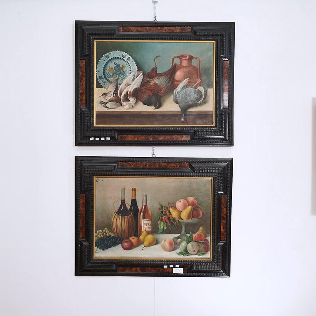 Still Lifes, Early 1900s, Oil on Canvases, Framed, Set of 2 For Sale - Image 10 of 10