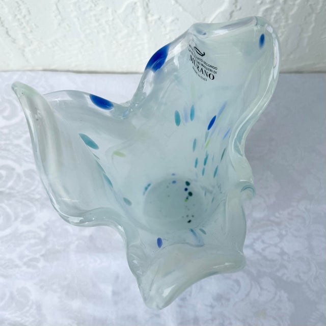 Italian Hand-Blown Art Glass Vase Made in the Murano Tradition For Sale In West Palm - Image 6 of 7