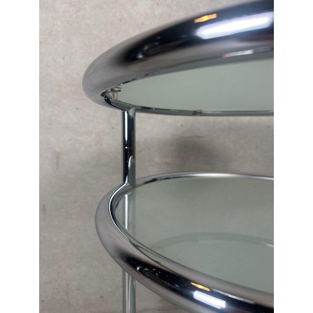 Glass Vintage Italian Side Table in Chrome and Glass, 1980s For Sale - Image 7 of 12