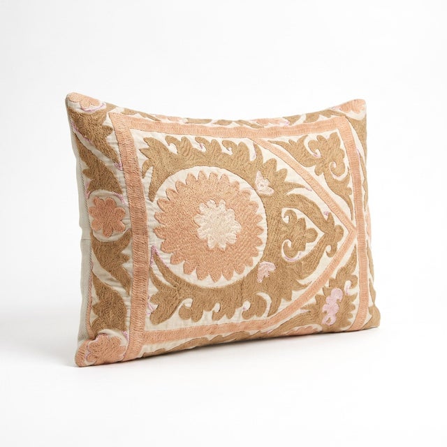 This beautiful 16'' x 24'' hand-embroidered Suzani pillow cover was made from authentic Uzbek cotton fabric. The intricate...