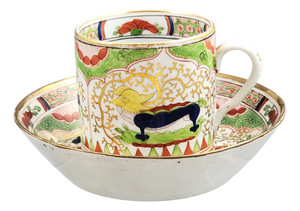 Porcelain Coffee Cup and Saucer from Worcester, Set of 2