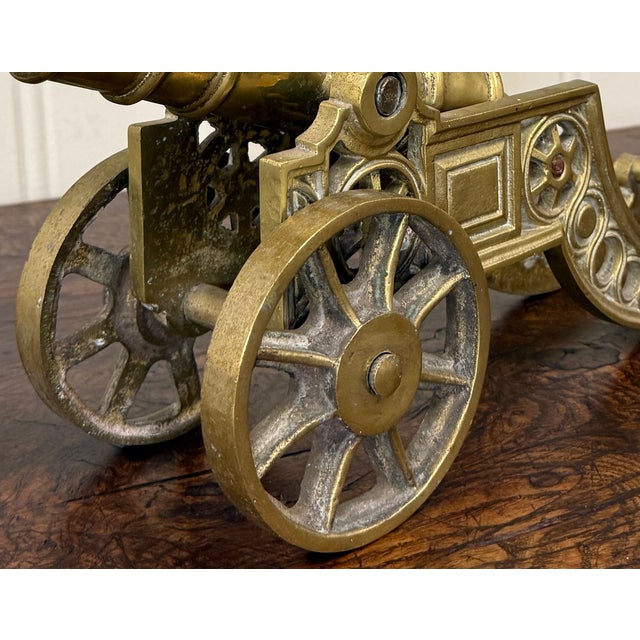 Metal Vintage English Brass Minature Model Cannon & Carriage For Sale - Image 7 of 18