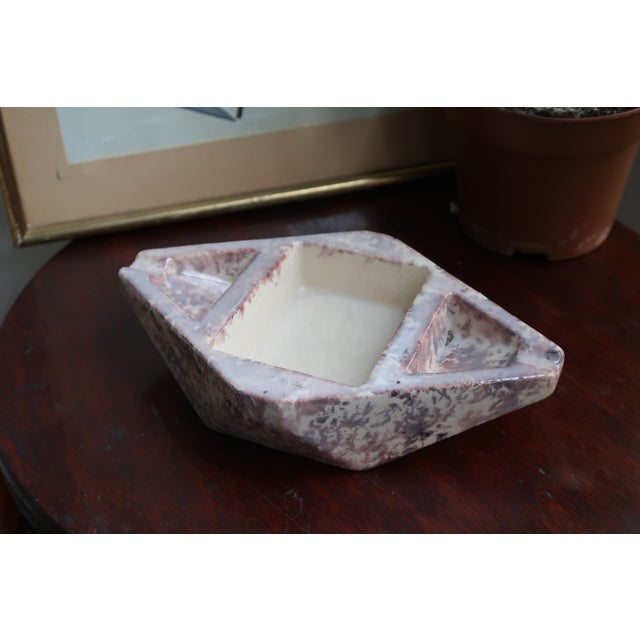 Pink French Modernist Ceramic Ashtray From the 50s/60s in Mottled, Cloudy Ceramic. For Sale - Image 8 of 8