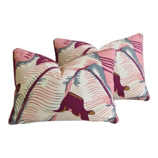 Cw Stockwell Martinique Banana Leaf Feather/Down Pillows 22" X 16" - Pair For Sale