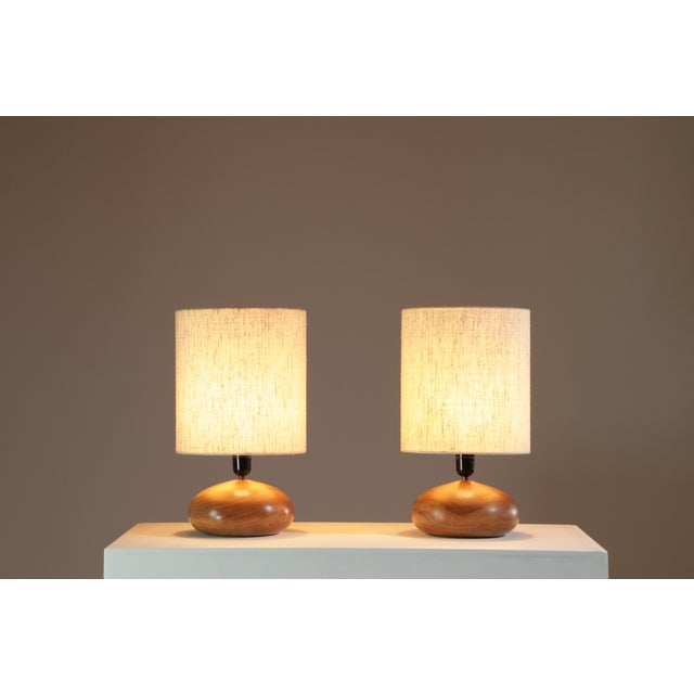 Galets Lamps in Walnut by Marc Pascal, 1970, Set of 2 For Sale - Image 9 of 14