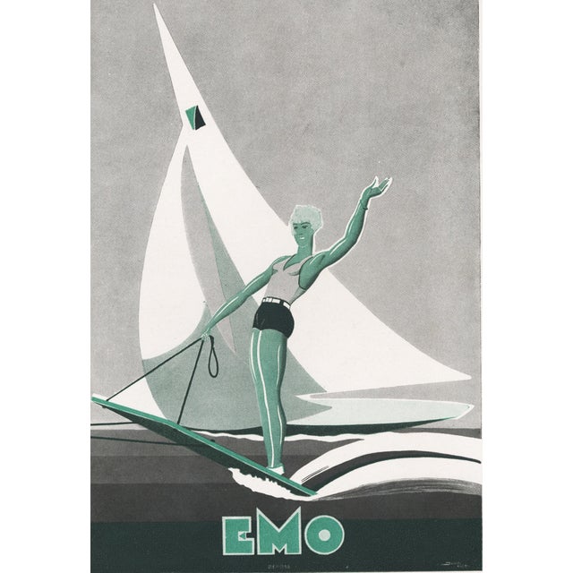 Paper 1932 Art Deco French Advertisement Print-Water Sports- Sailing, Water Boards, Bathing Suit For Sale - Image 7 of 7
