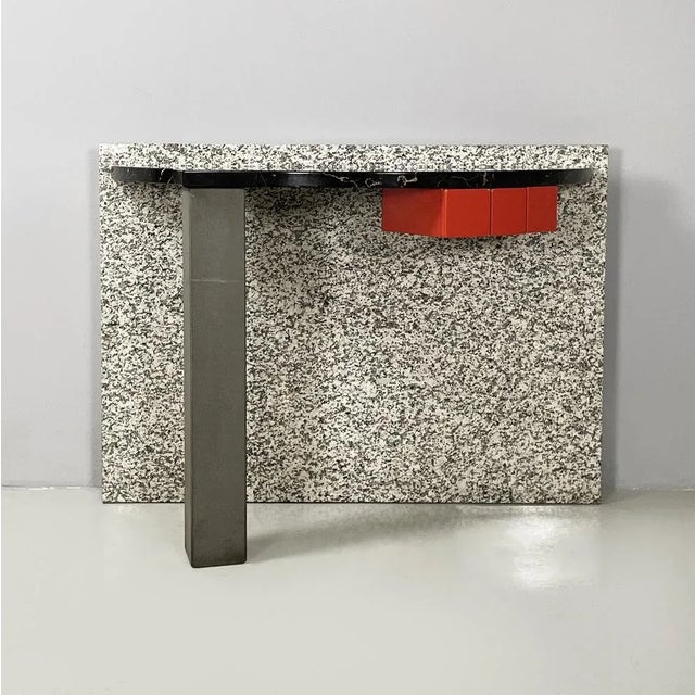 Italian Modern Black Marble Granite Console Aldo Cibic for Memphis, 1980s For Sale - Image 3 of 18
