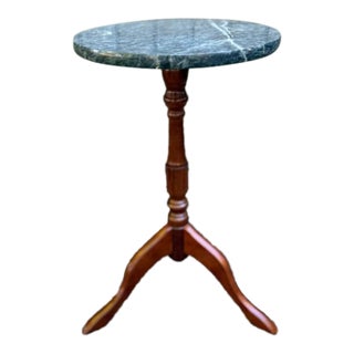 Vintage Tripod Pedestal Base Marble Top Plant Stand by Bombay Company For Sale