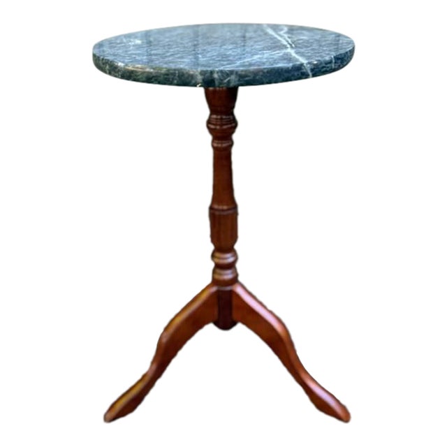 Vintage Tripod Pedestal Base Marble Top Plant Stand by Bombay Company For Sale